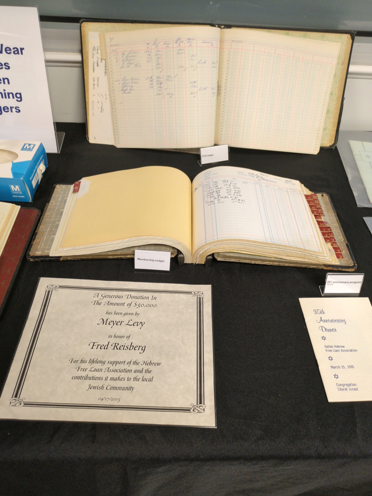 dallas jewish community no interest loans DHFLA Historical Items Including Loan Receivable and Membership Ledgers and donation certificates